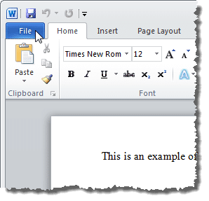 Щелкнув вкладку Файл в Word 2010